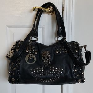 Black studded skull purse